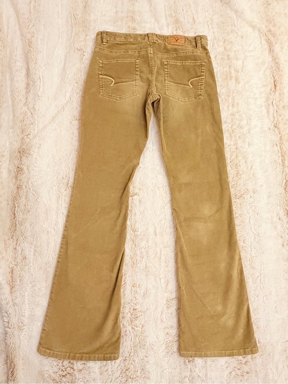 🤎 Vintage Y2K American Eagle Low Rise Corduroy Flare Pants Tan 2000s Bella Swan